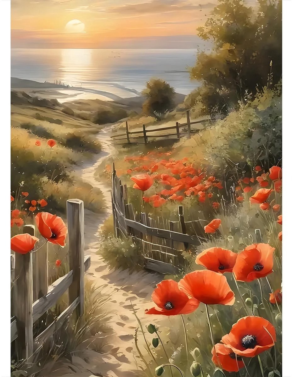 Casalora® 30 x 40 cm Diamond Painting Bloemen voor Volwassenen en Beginners - 5D DIY Zonsondergangen voor Thuis Decoratie