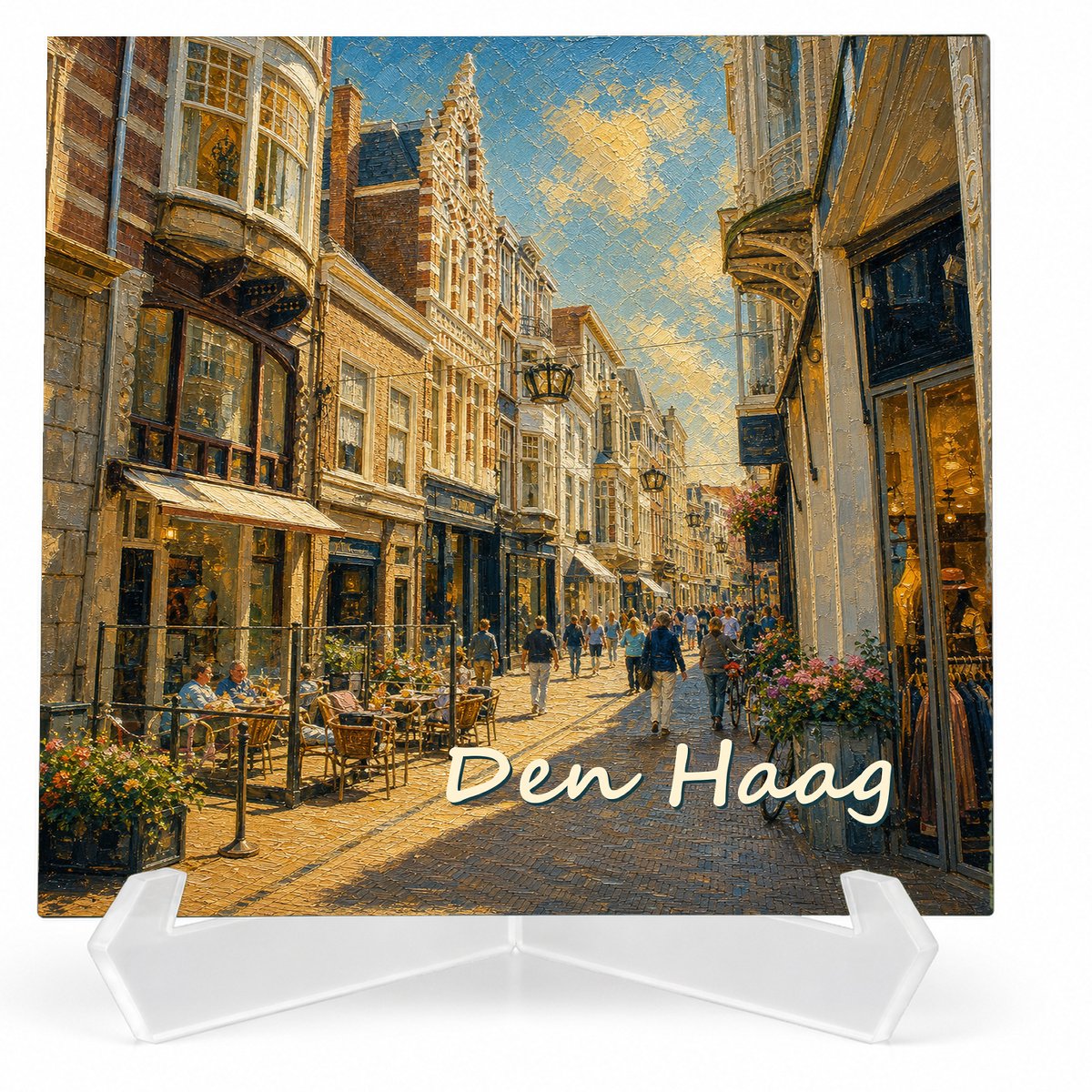 Kleurmedia Tegeltje Den Haag – Vredespaleis – Keramiek 15 x 15 cm – Inclusief transparante houder – Souvenir