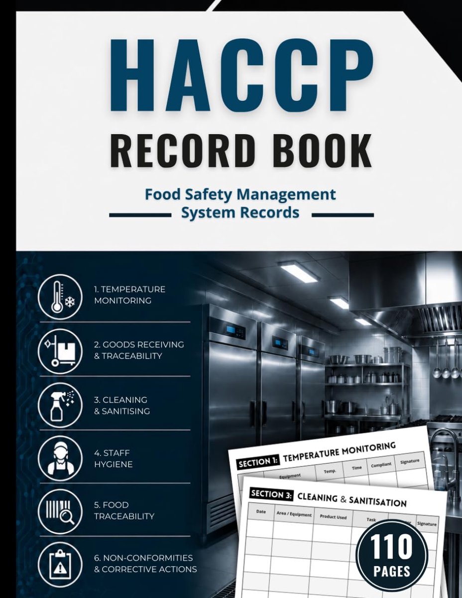 HACCP Record Book: Food Safety Management System Records for Temperature Monitoring, Food Hygiene and Traceability - ShopVlot