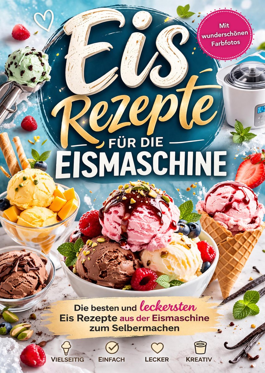 Eis Rezepte für die Eismaschine: Die besten und leckersten Eis Rezepte aus der Eismaschine zum Selbermachen - ShopVlot