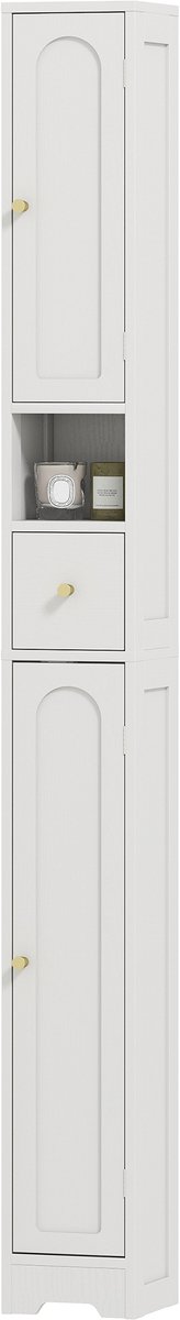 Badkamerkast - Badkamermeubel - Opbergruimte - Hoog - Smal - 3 planken - Verstelbaar - Wit - 20x20x185 cm