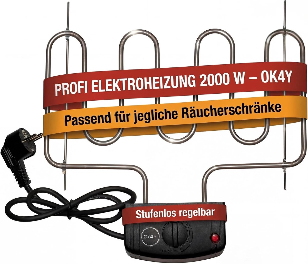 Professionele Elektrische Verwarming - 2000 W - 34 x 19 x 33 cm - Universele Verwarmingsspiraal voor Rookovens - Voor Rookliefhebbers