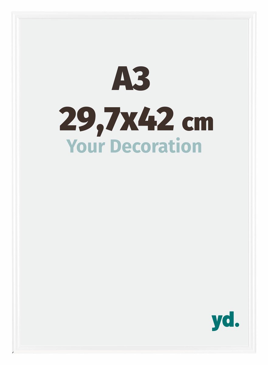 yd. Your Decoration - Fotolijst A3 29,7x42 cm - Kunststof - Wit Hoogglans - Bordeaux