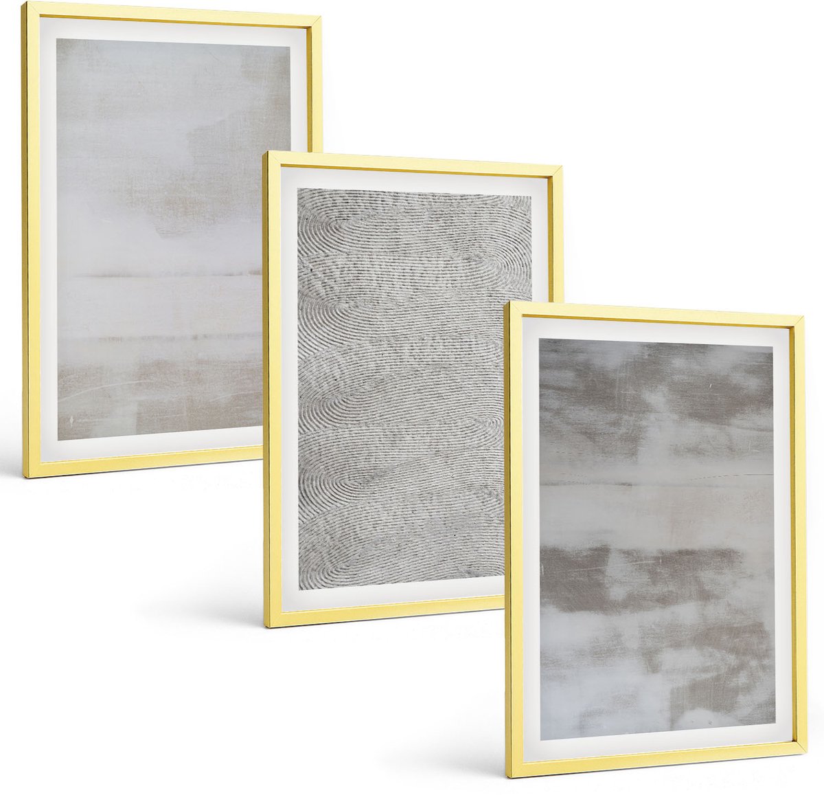 Coloray 3-Delige Schilderij Set - Moderne Textuurstructuren In Een Minimalistische Stijl. - 40 x 40 cm En 40 x 60 cm - Wanddecoratie - Muurdecoratie - Moderne Interieurdecoratie - Decoratieve Schilderijen
