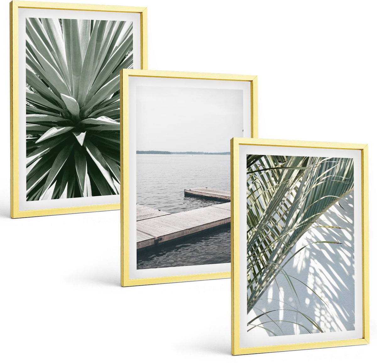 Coloray 3-Delige Schilderij Set - Schommel Van Palmbladeren En Houten Brug - 40 x 40 cm En 40 x 60 cm - Decoratieve Schilderijen - Wanddecoratie - Hal - Stijlvolle Muurdecoratie