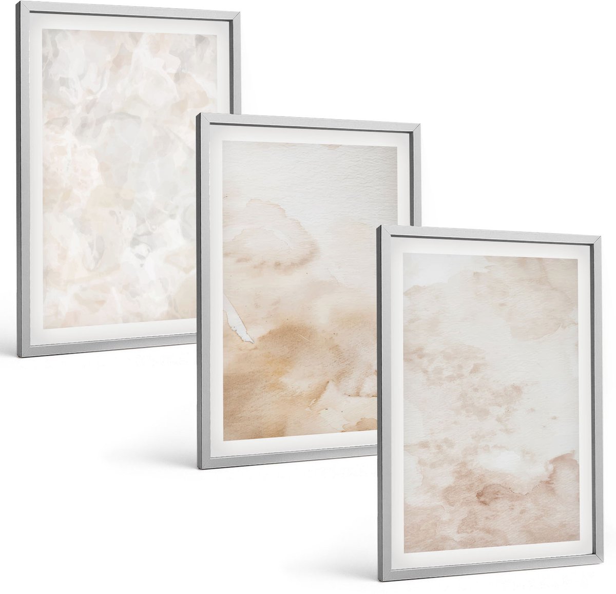 Coloray 3-Delige Schilderij Set - Modieuze Texturen In Pastelkleuren. - 40 x 60 cm - Muurdecoratie - Schilderijen Set - Woonkamer - Stijlvolle Muurdecoratie