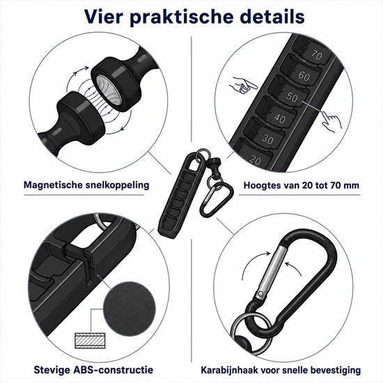 Stripe golfteehoogte-insteller - 20-70 mm - Magnetisch — afbeelding 4