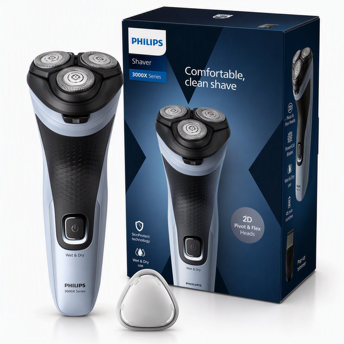 Bol.com Philips Shaver 3000X Series X3003/00 - Elektrisch scheerapparaat – met trimmer – mannen - Blauw aanbieding
