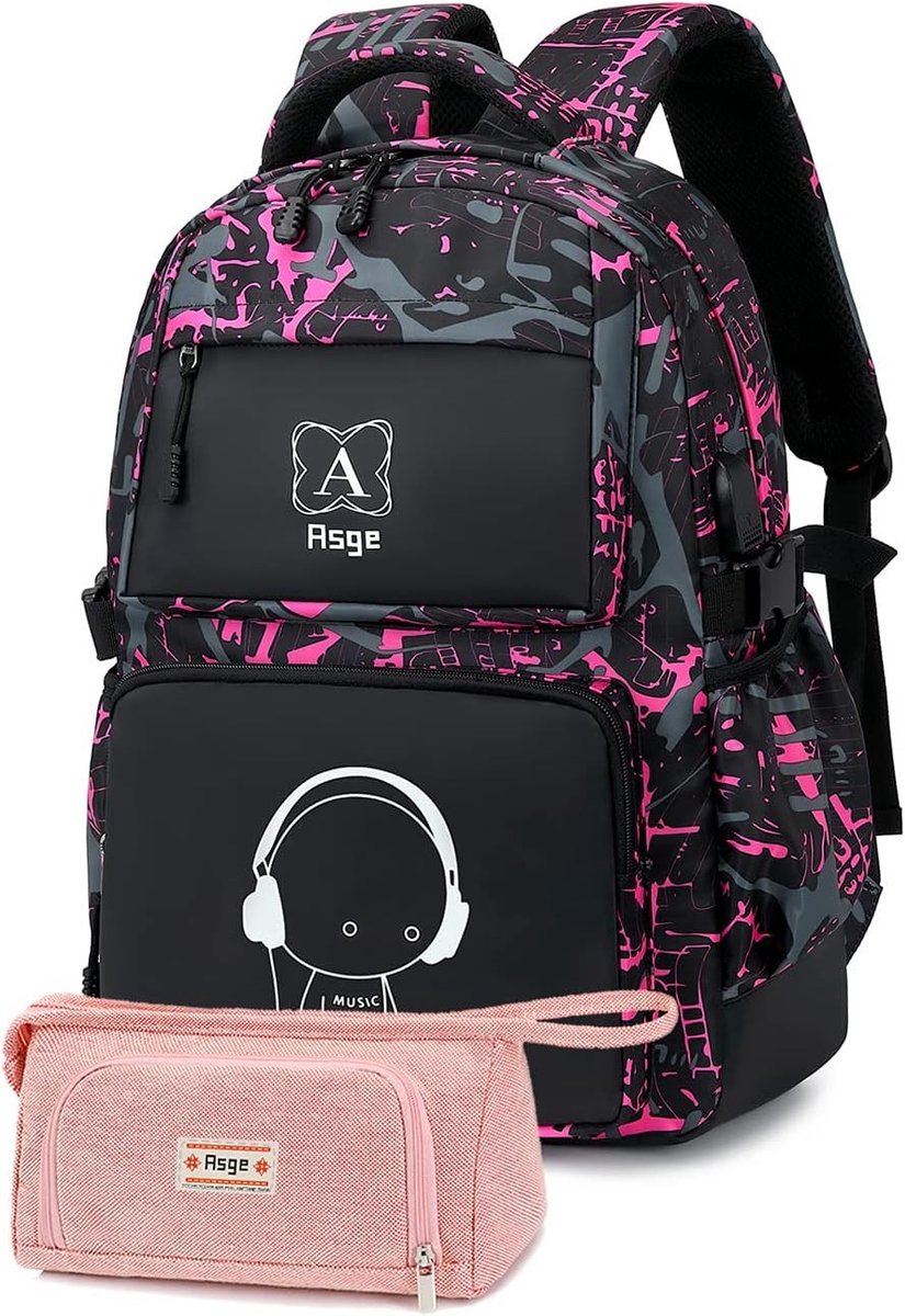 Schooltas meisje 6 jaar 12 jaar - Roze - M - Waterafstotende Oxford Rugzak met Reflecterend Materiaal - Voor School en Outdoor