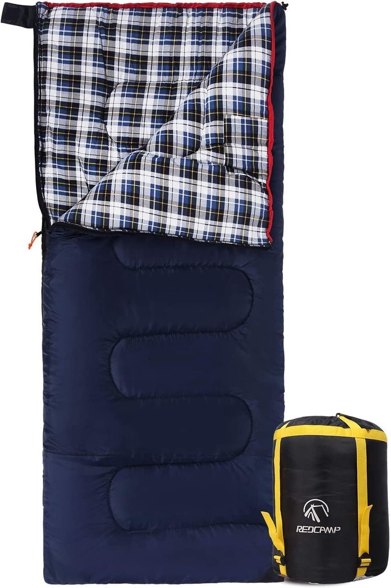 XL katoenen slaapzak voor volwassenen, warm en comfortabel, flanel, ideaal voor 3-4 seizoenen, camping en buitenshuis
