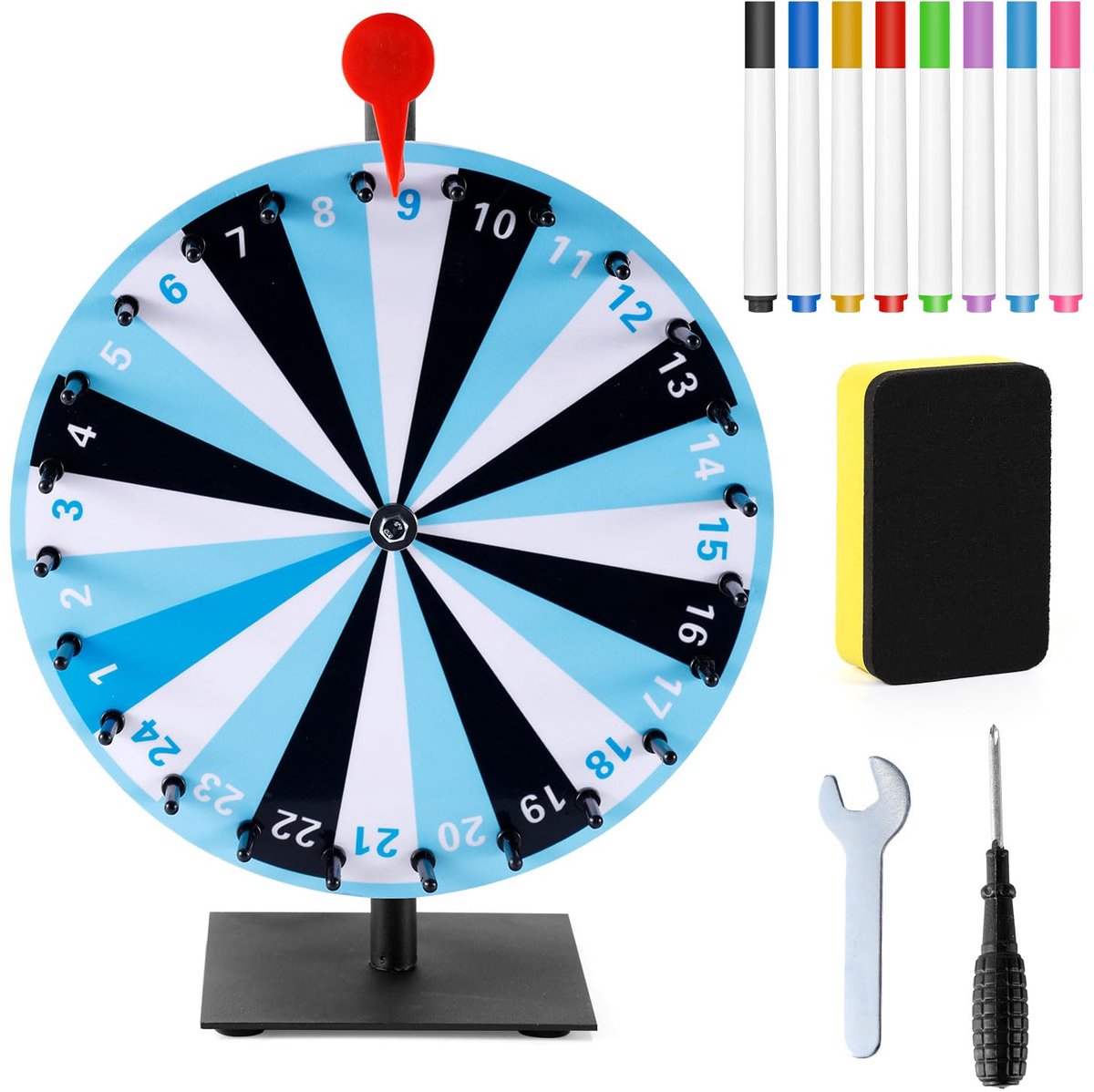 Lucky Spinning Prize Wheel, 24 Slot Spinning Wheel Duurzame Basis Draaiwielen Prijzenwiel Tafelblad Spinner - ShopVlot