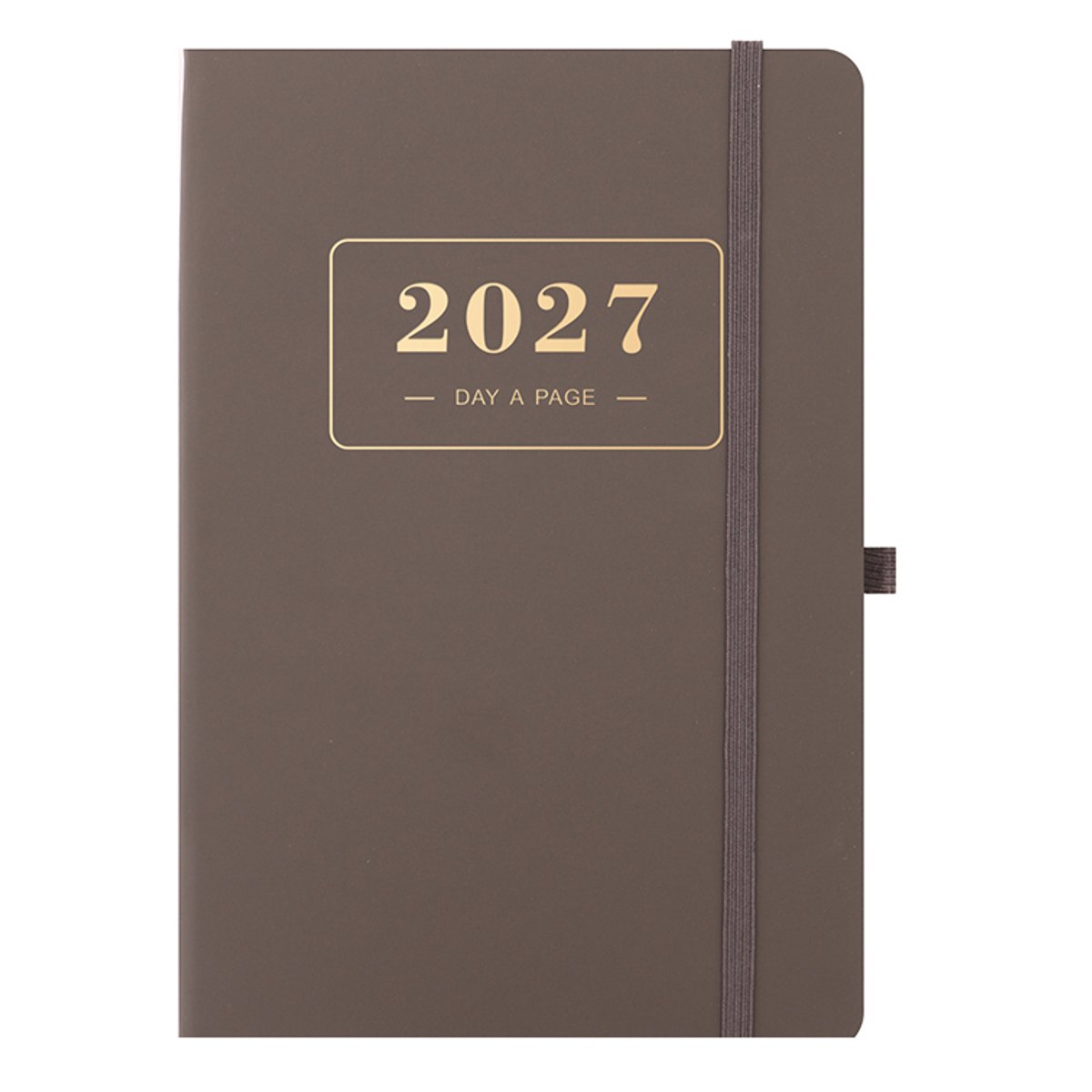 Dagplanner 2027 A5 - Engelstalige pagina's met maandtabs en dagelijkse indeling - 320 pagina's met elastische sluitband, bladwijzerlint en penlus - Waterafstotende PU-cover voor thuis, kantoor en onderweg - Grijs