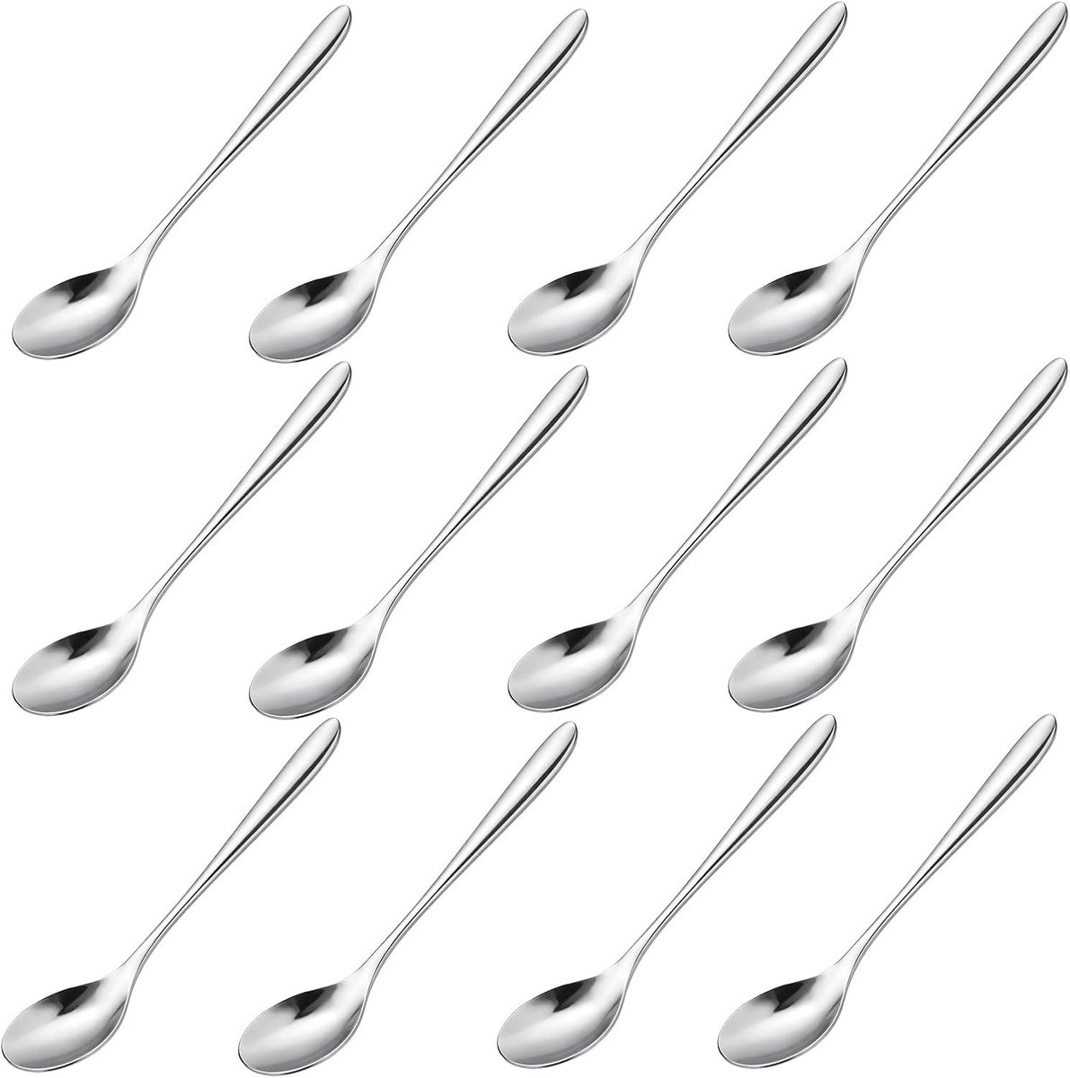 Set van 12 RVS Koffielepels van 12 cm - Mini Dessertlepels, Geschikt voor Espresso, Eieren en Specerijen, Vaatwasserbestendig en Roestvrij