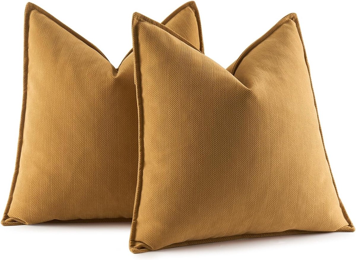 2 Stuks Kussenhoezen 40x40 cm in Turmeric Chenille - Elegante Zierkussens voor Sofa en Woonkamer, Perfecte Decoratie voor Thuis
