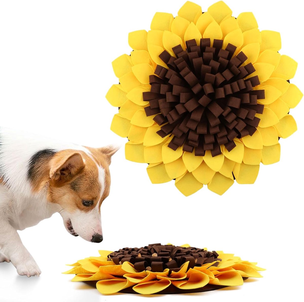 KZQ Snuffelmat voor honden – Snuffelmat voor voeding – Zonnebloemdesign – Trainingsmat – 38 cm