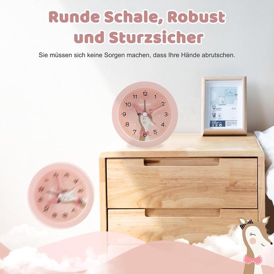 Kinderwekker Analoog - Schattige Wekker - Tijd Leren - Stil Zonder Tikken - 96 cm - Roze — afbeelding 3