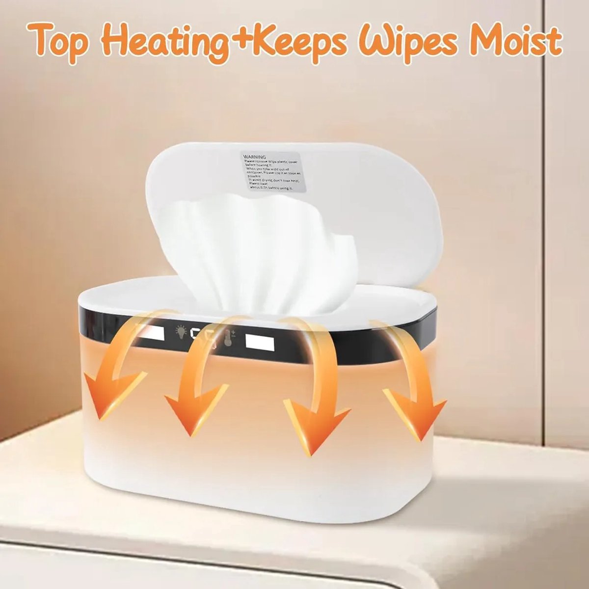 Vochtigedoekjesverwarmer, 5 temperatuurstanden, grote capaciteit, dispenser geschikt voor vochtige doekjes, luierhanddoekverwarmer, geschikt voor nachtlampje.