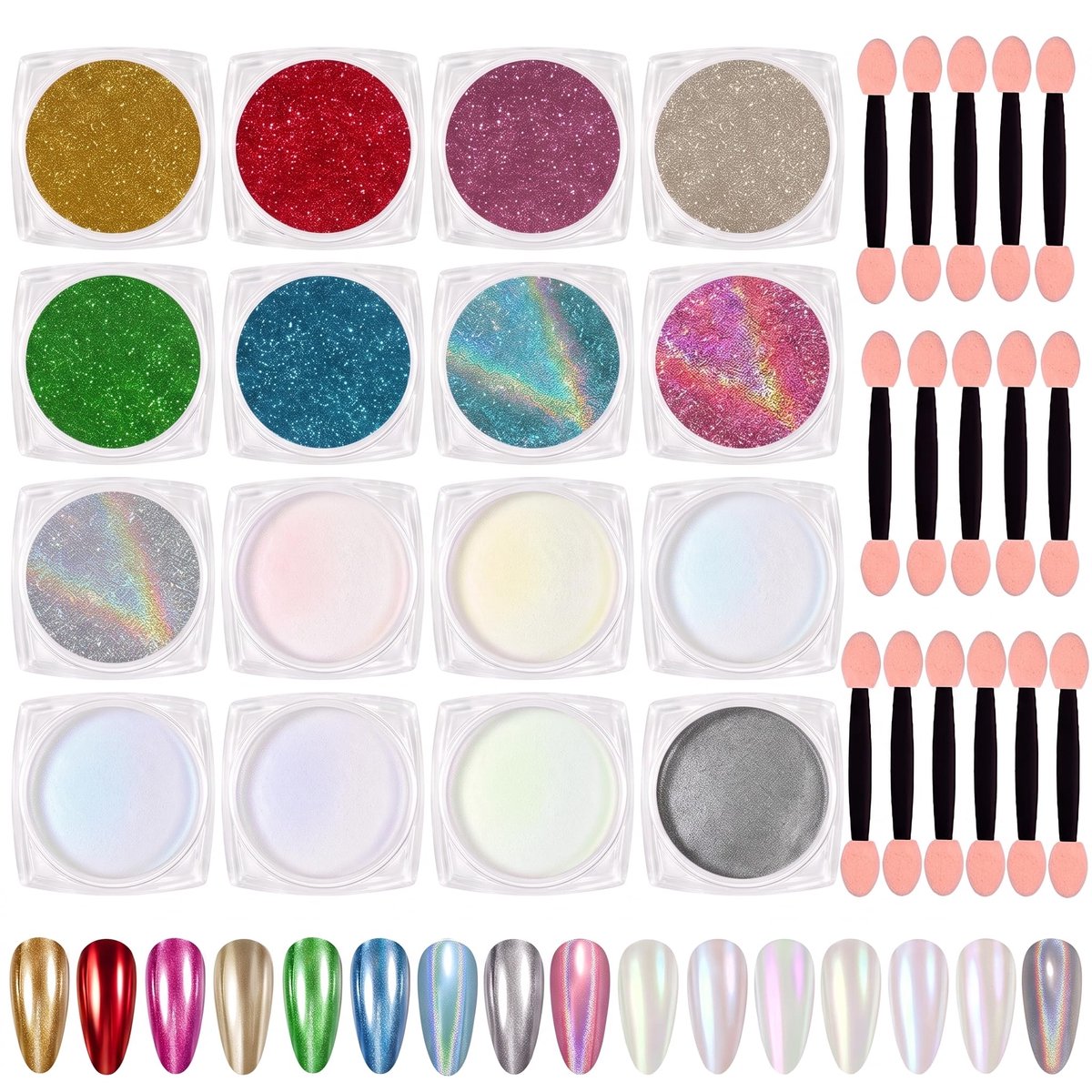 Chrome Nail Powder, chroompoeder voor nagels, neon aurora-spiegeleffect, pigmentpoeder, nagels, glitterpoeder - ShopVlot
