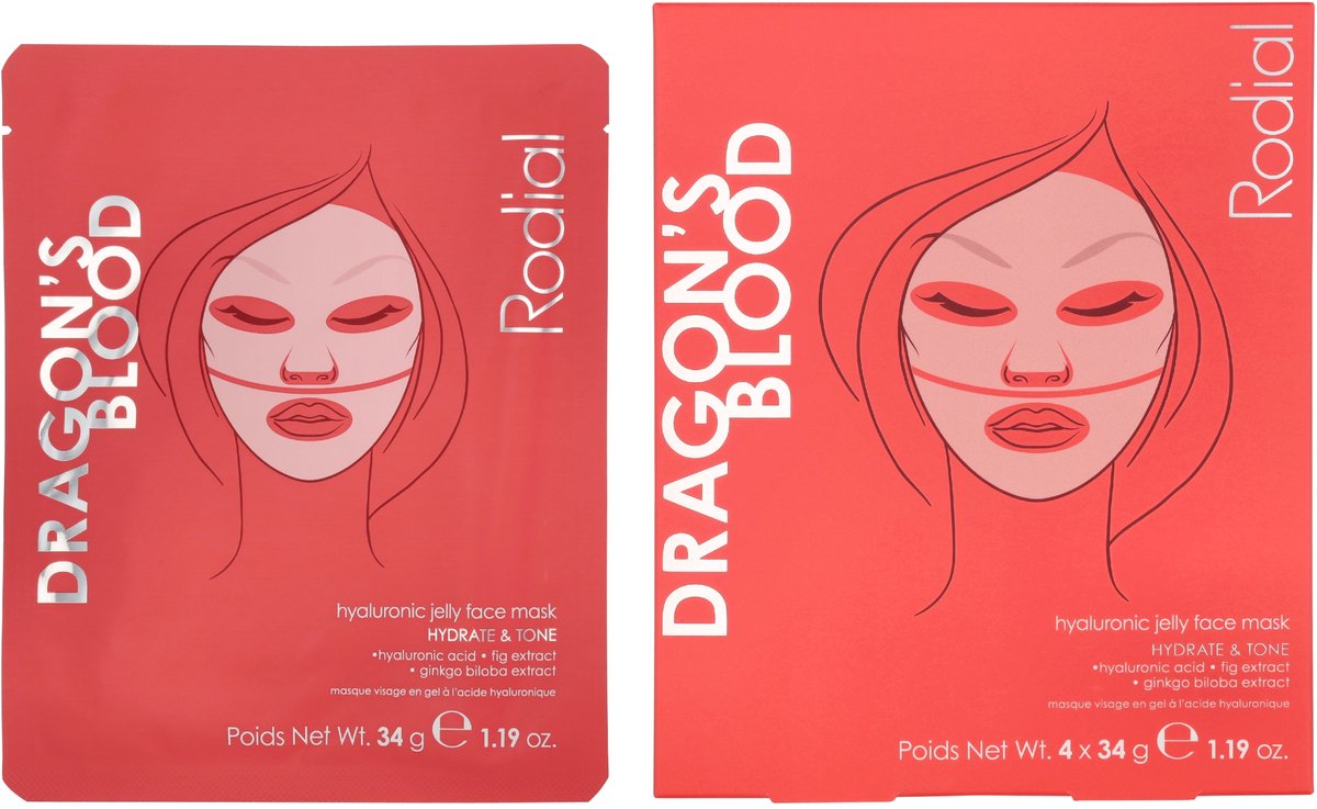 Rodial Dragon's Blood Hyaluronic Jelly Face Mask 136 g - 4x34g