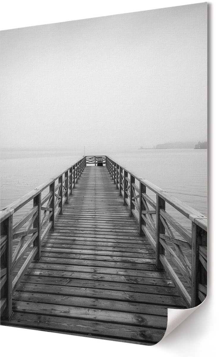 Coloray Polycanvas Wandposter - Afrikaanse Savanne, Zwart-wit - A4 - Zwart Illustratie - Rechthoek - Canvasposter - Woonkamer - Modern