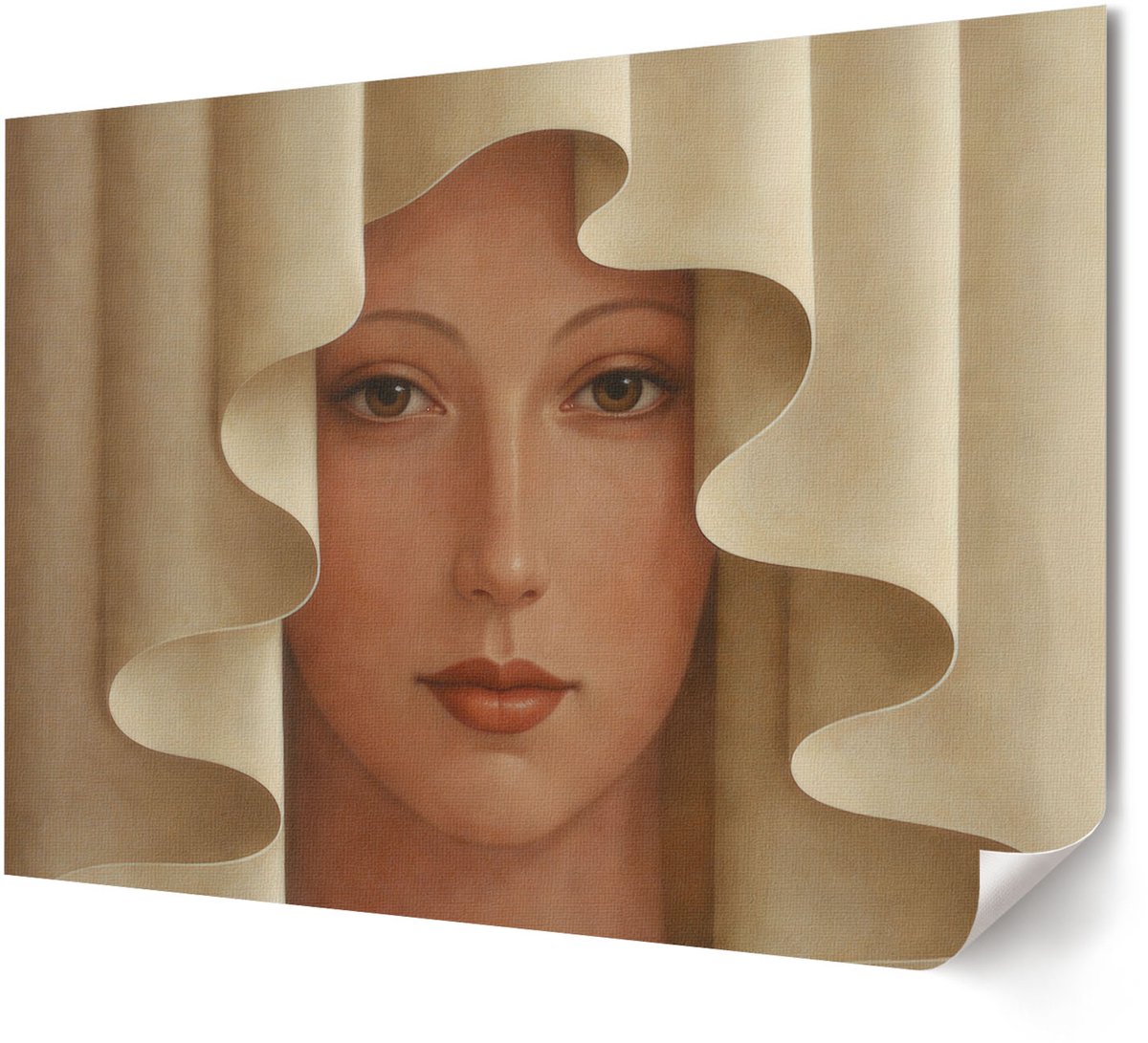 Coloray Polycanvas Wandposter - Vrouw Met Een Mand, Collage - A4 - Zwart Design - Rechthoek - Wandkunstwerk - Woonkamer, Slaapkamer, Kantoor - Vintage