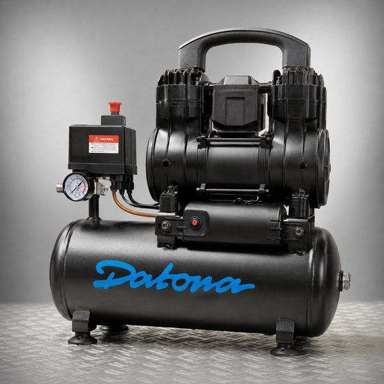 Datona® Stille compressor 9L - Olievrij en draagbaar - Geschikt voor tackers - Zwart — afbeelding 2