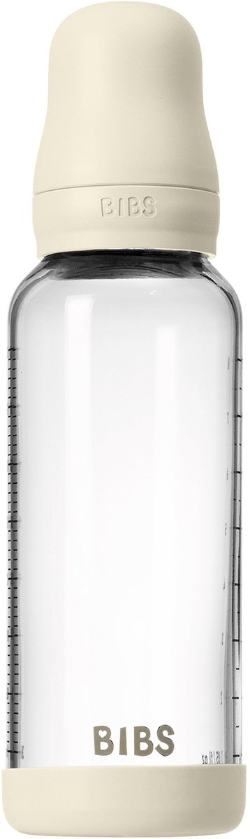 BIBS Fles - Medium Flow - 240 ml - Glas/Latex - Ivory van BIBS — afbeelding 2