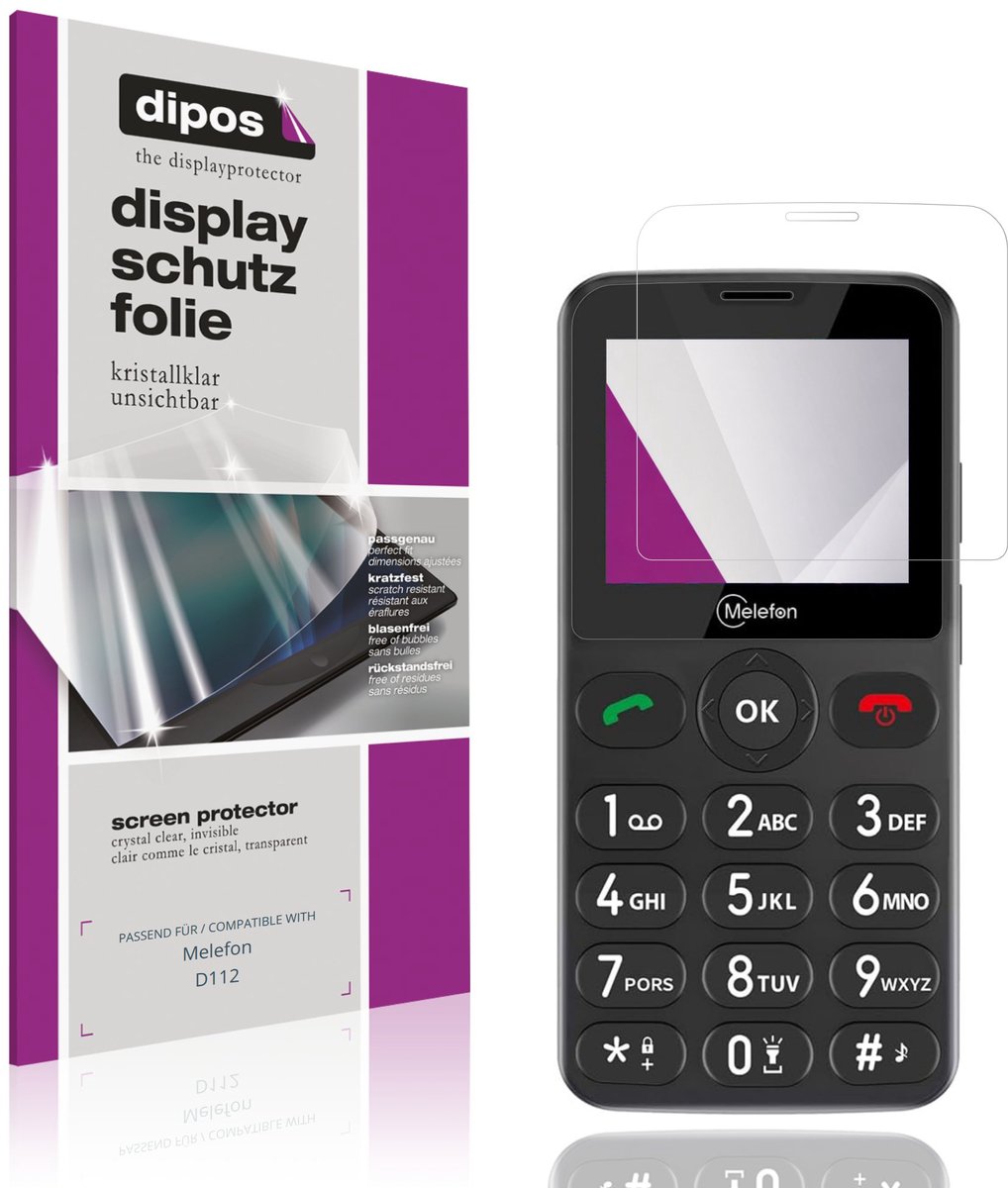 dipos – 4x Beschermfolie geschikt voor Melefon D112 | Krasbestendige & heldere Screenprotector Ultra-Thin
