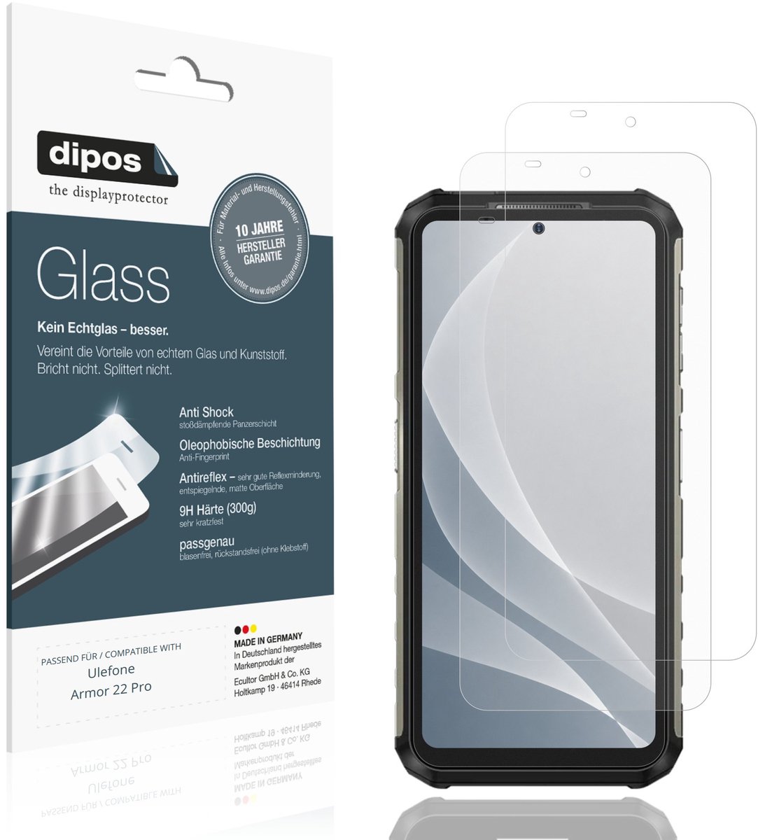 dipos – 2x Matte Pantserfolie geschikt voor Ulefone Armor 22 Pro | 9H Screenprotector