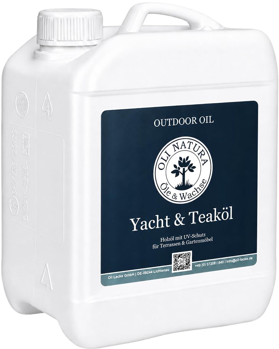 OLI-NATURA Yacht & Teak Houtolie - Binnen en Buiten - UV- en Weerbestendig, Beschermt tegen Vergrijzing - 2,5 L, Teak - ShopVlot