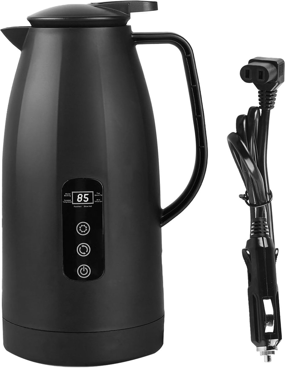 Elektrische roestvrijstalen autowaterkoker met 24V sigarettenaanstekersokkel, draagbare waterkoker voor koffie, thee, reizen, camping, vrachtwagen