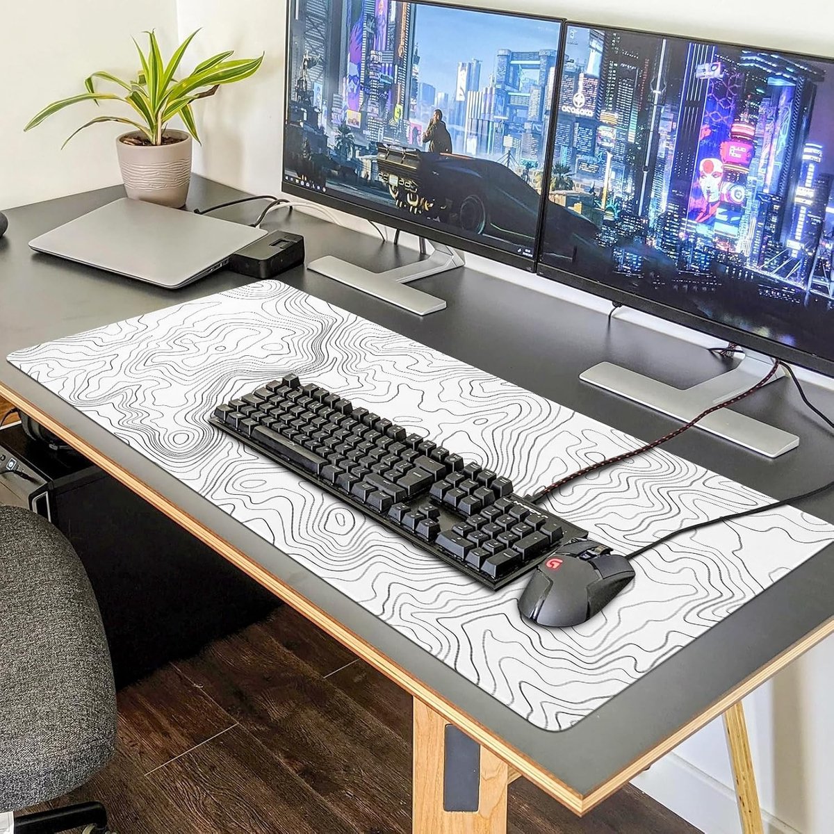Grote XXL Muismat 900x400mm met Randen - Antislip Rubber Ondergrond voor Bureau, Ideaal voor Gamers en Kantoorgebruik