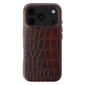 Selencia Hoesje - Geschikt voor Apple iPhone 18 Pro Max / 17 Pro Max - Croco Backcover geschikt voor MagSafe - Choco Brown