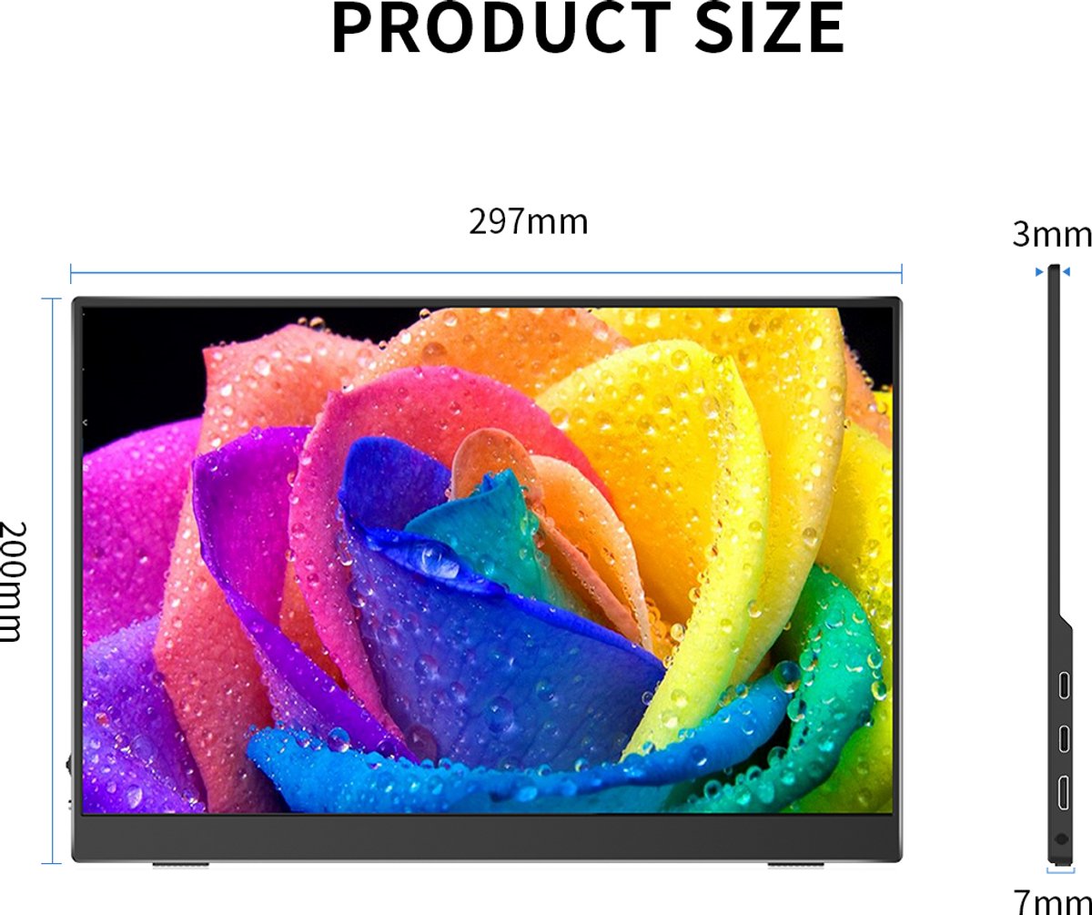 Draagbare Monitor 13,3 Inch 2560x1600 - 16:10 IPS Scherm - USB-C HDMI Extern Display - Met Luidsprekers Voor Laptop Xbox Switch