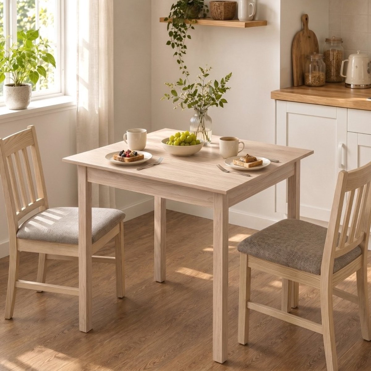 OKWISH Eettafel – Vierkante Keukentafel – Voor Twee Personen – Voor Kleine Keuken En Eetruimte – Gelakt Hout – 75 x 75 x 76 cm