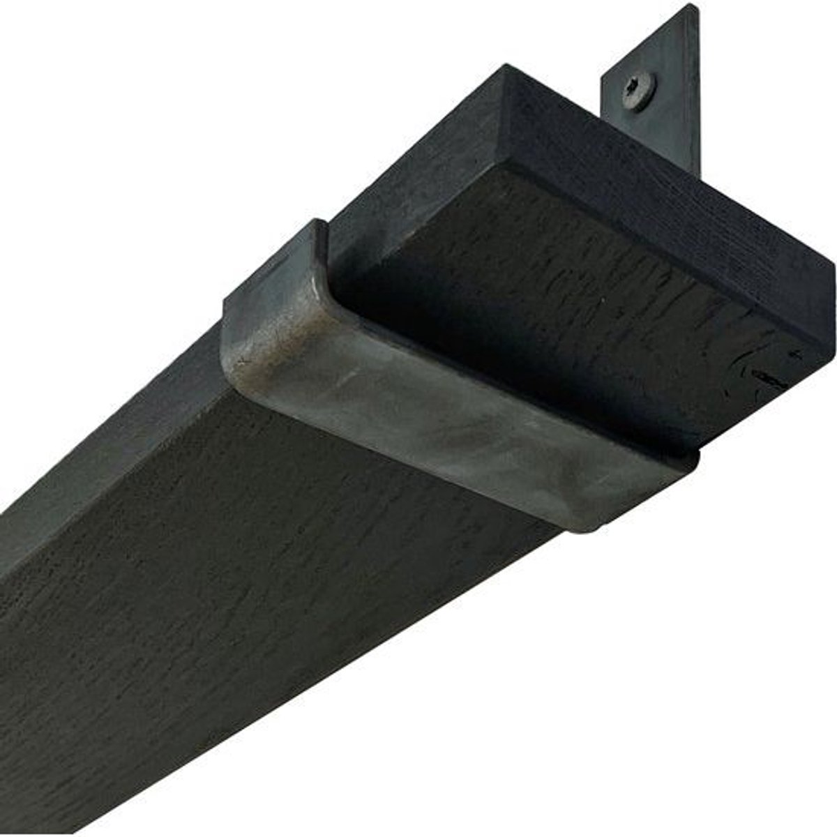GoudmetHout Zwarte Eiken Wandplank - 240x10 cm - Plankdragers L-UP Zonder Coating Zwart eiken
