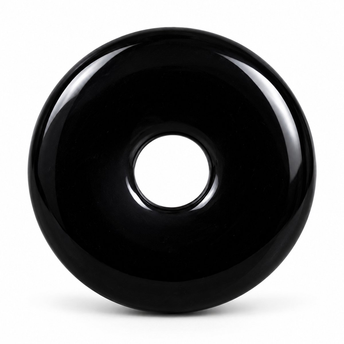 S4H® Zwarte Obsidiaan Donut Hanger – Gepolijste Edelsteen – 30 mm – Zwarte Natuursteen – Bescherming, Aarding & Kracht