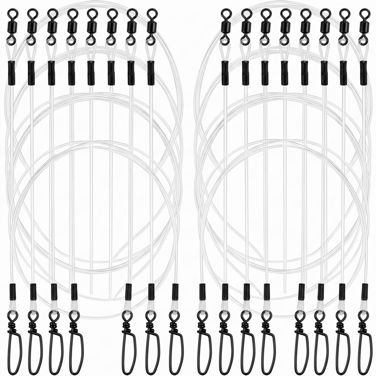 Elzusha - 12 Stuks Carbon Leidingset - Gevlochten Anti-Bijt Vislijn voor Spinvisserij