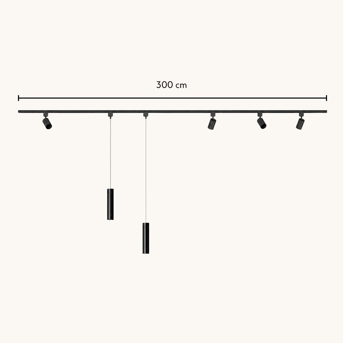 LUSENZ Railverlichting Pakket - Recht - 2x 1,5 m rail - 4 railspots - 2 hanglampen - Excl. Lichtbron - IP20 - Modulair - 230V - Taros/Belano(M) -