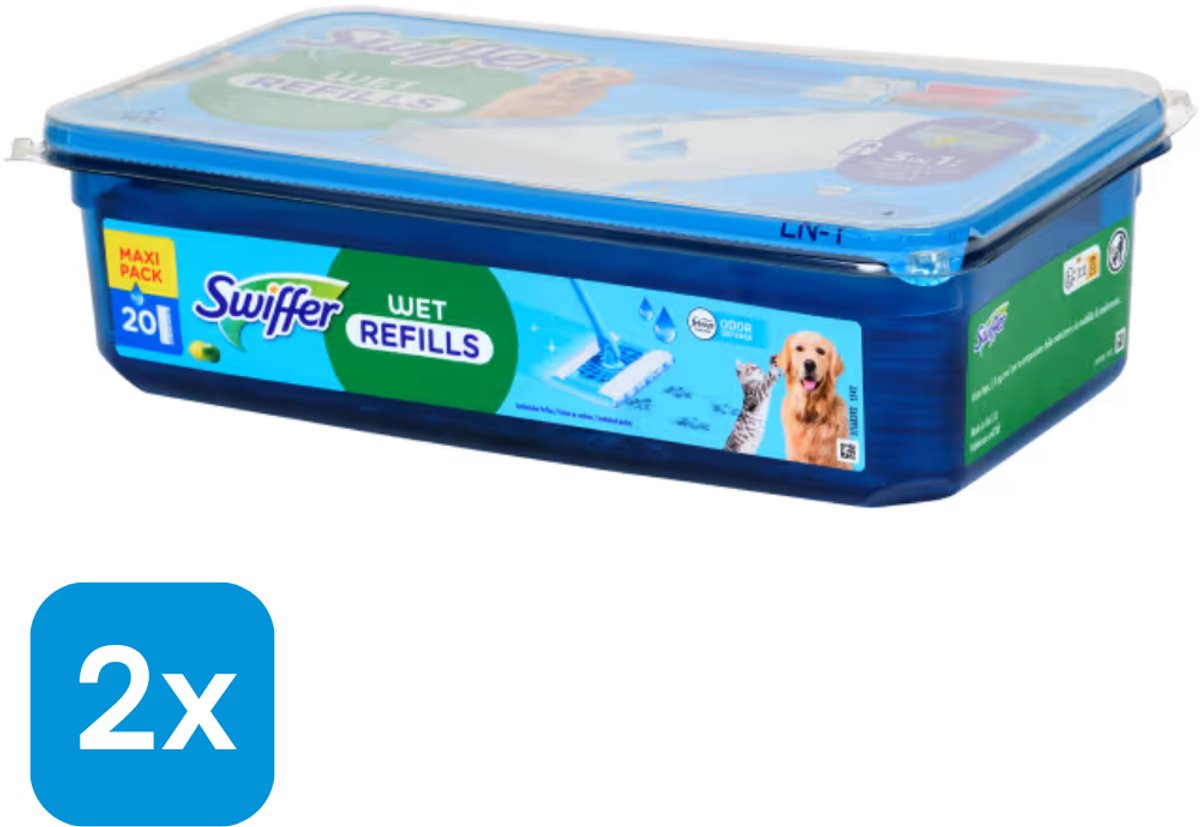 Swiffer Sweeper Wet Pet vloerdoekjes 40 st. | Vochtige mopdoeken navulling | Dweildoekjes voor vloeren & huisdieren | Geschikt voor harde vloeren