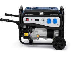 HBM aggregaat 223 cc benzinegenerator 230V 3,8 kW, 4-takt OHV, trekstart, 2 stopcontacten, verrijdbaar