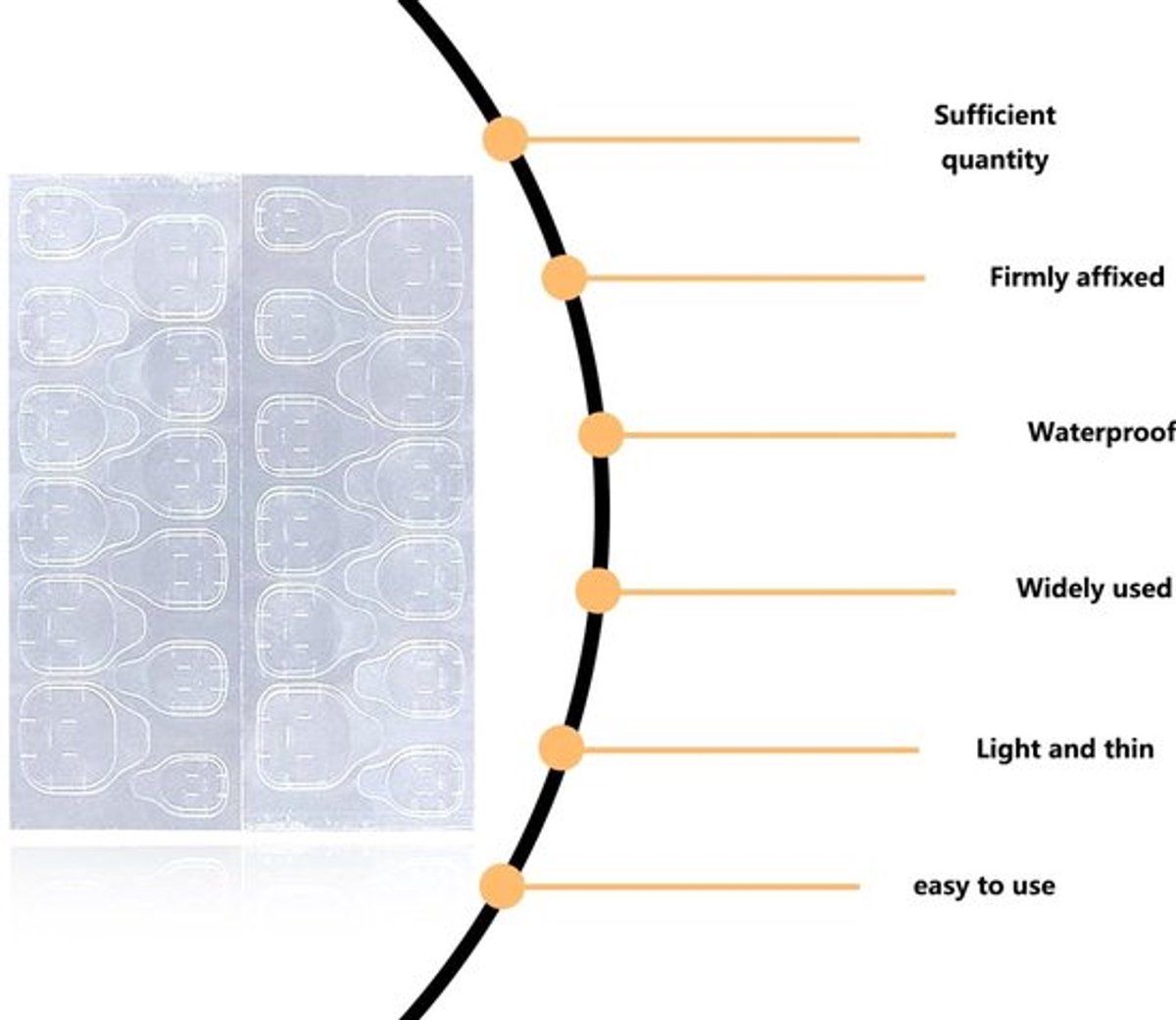 Dailygoody - Stickers voor nagels - Transparante dubbelzijdige plakstrips - 360
