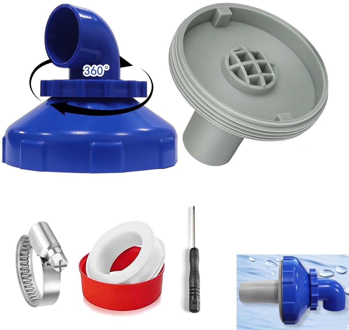 Elzusha - 360° Rotatable Inlaatnozzle voor Intex en Bestway - 32/38 mm Aansluiting