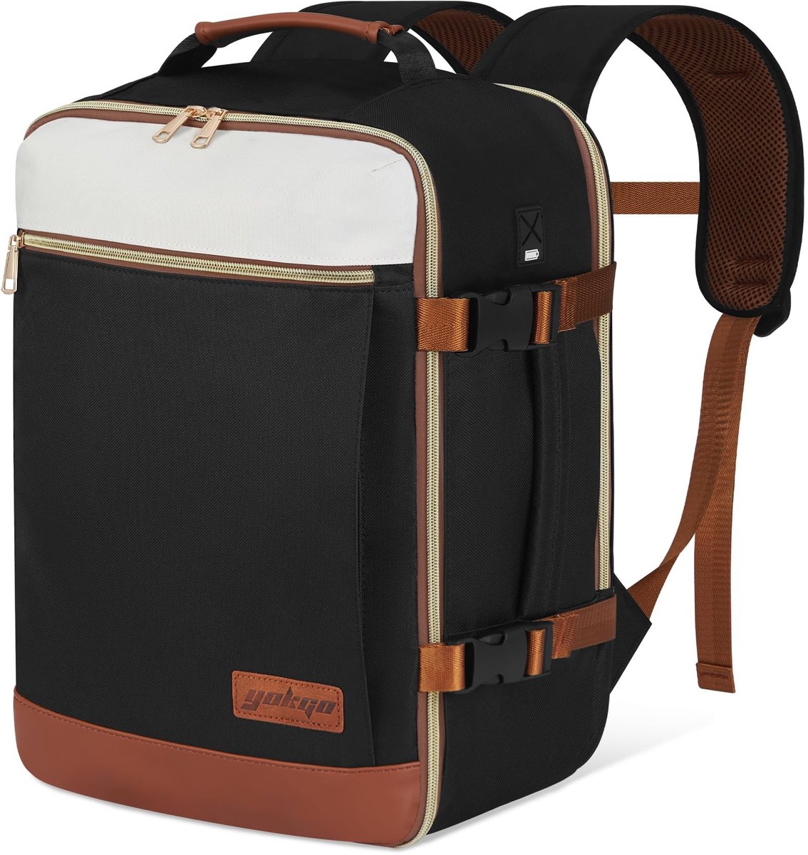 Elzusha - Reistas 15,6 Inch - Reisrugzak Zwart Bruin Wit