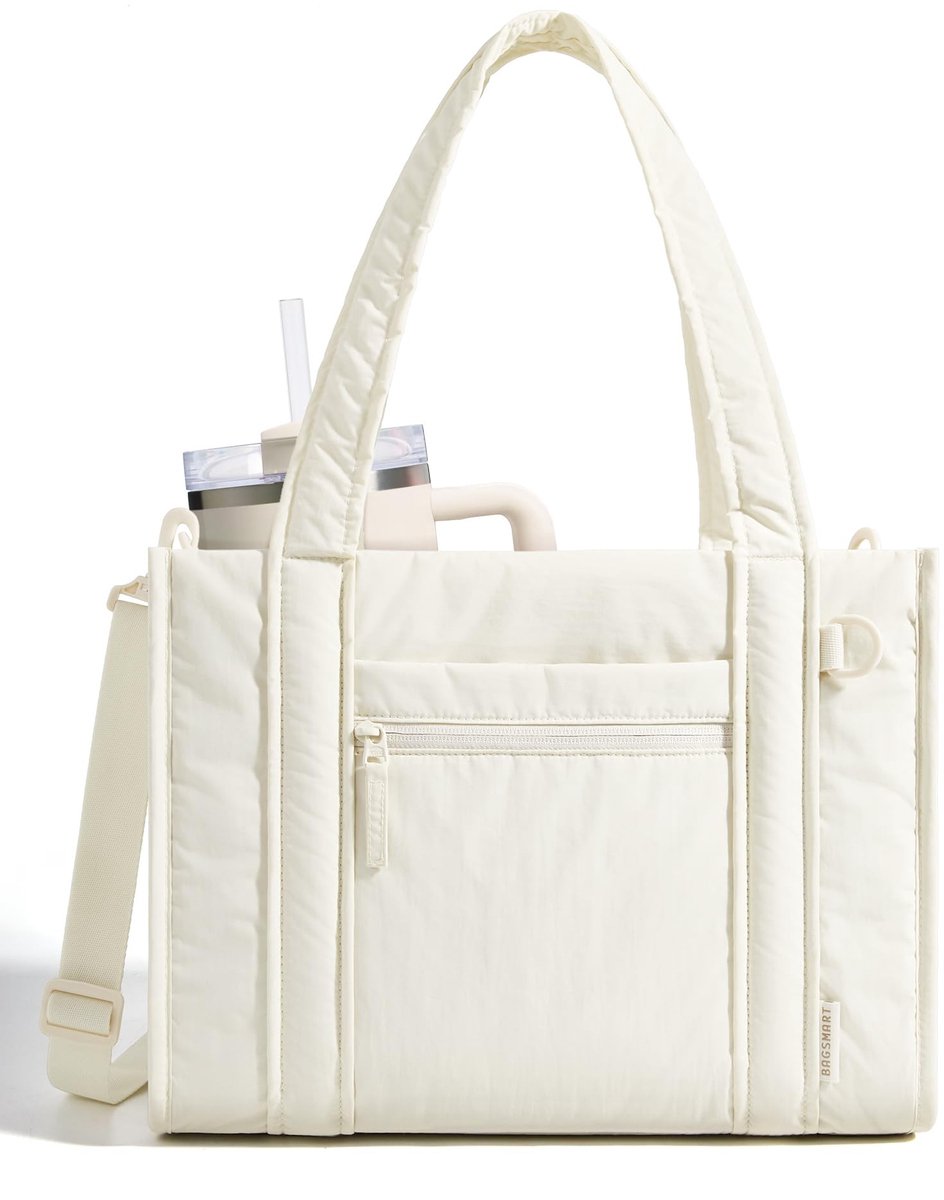 Elzusha - Handtas voor Dames - Lichtgewicht Shopper met Ritssluiting - Beige