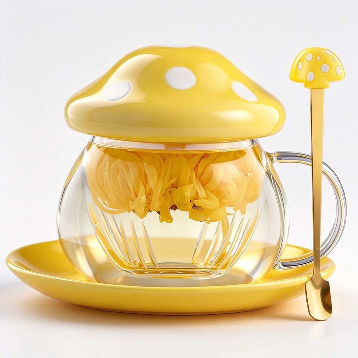 Elzusha - Kawaii Paddenstoel Theekop met Infuser en Lepel