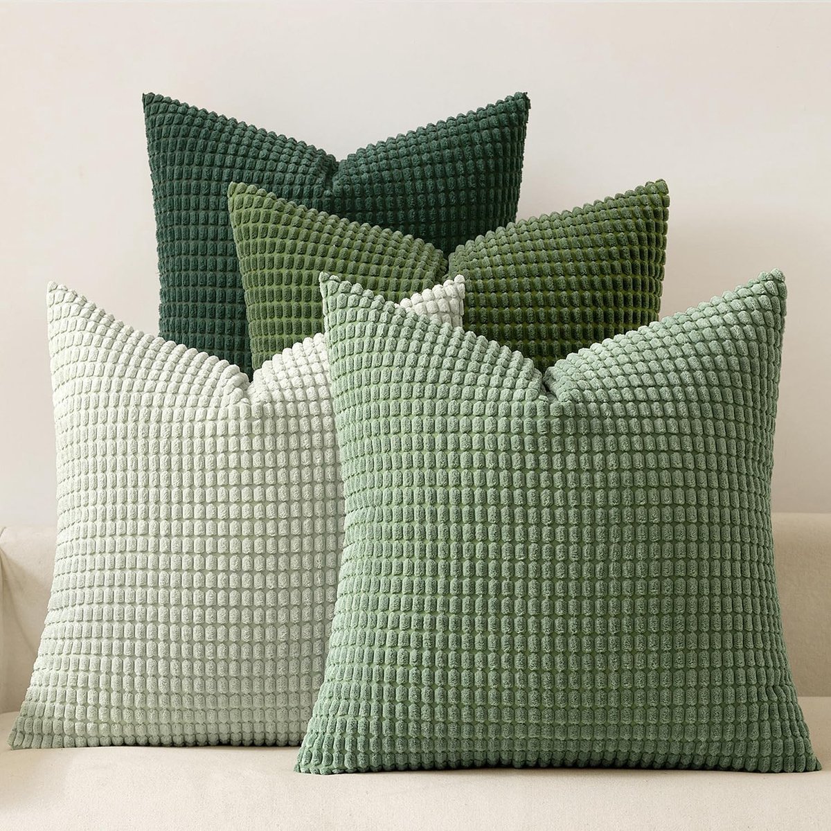 Elzusha - Set van 4 Decoratieve Kussenslopen 50x50 cm Groen