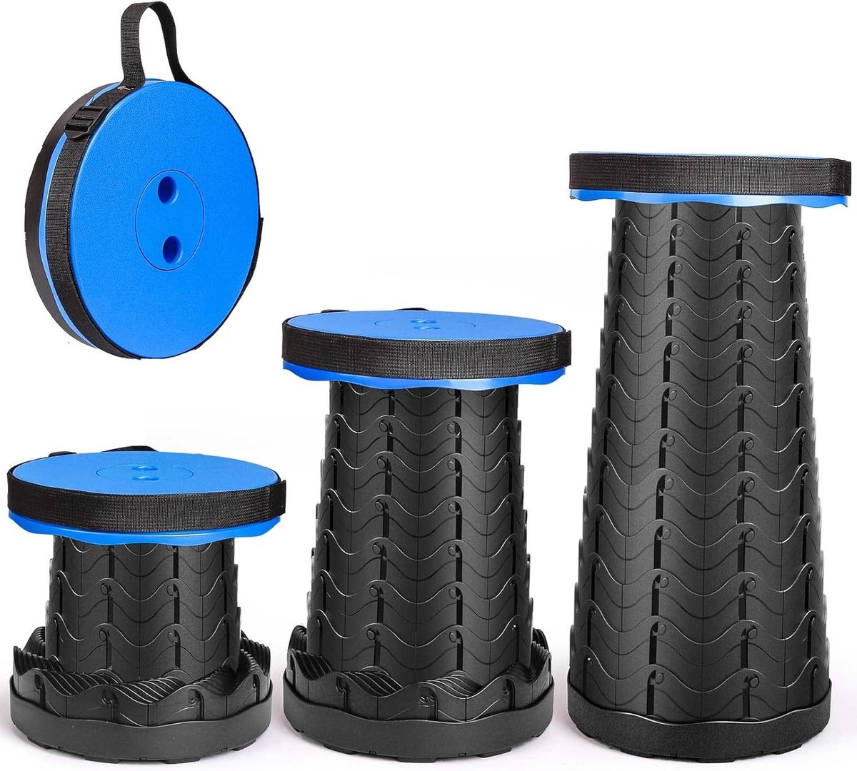 Draagbare Klapkruk - Blauw - Hoogte Verstelbaar van 6 tot 46 cm - Lichte en Stabiele Campingkruk - Voor Binnen en Buiten