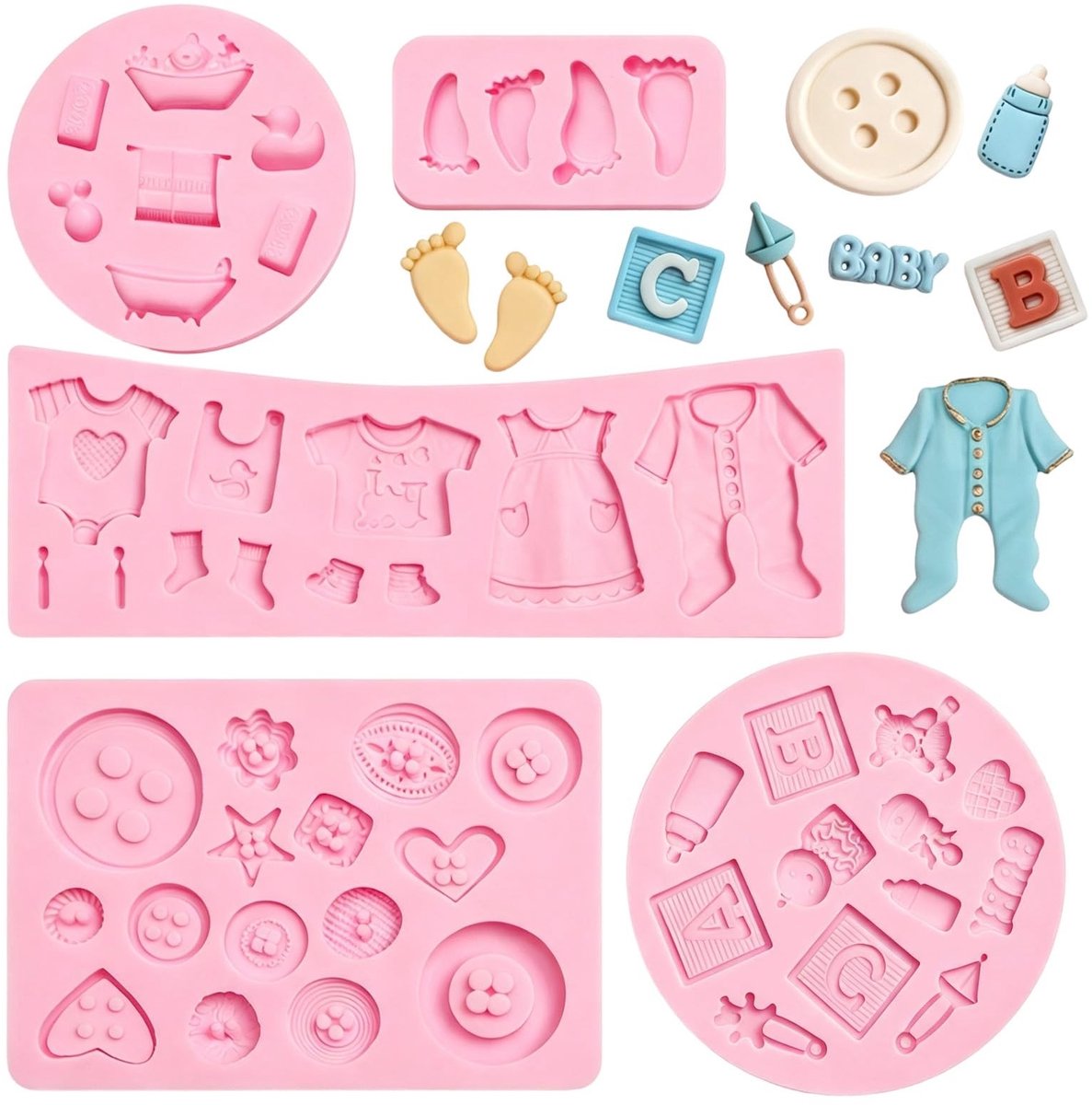 Elzusha - Silicone Mallen voor Chocolade, Set van 5 in Roze