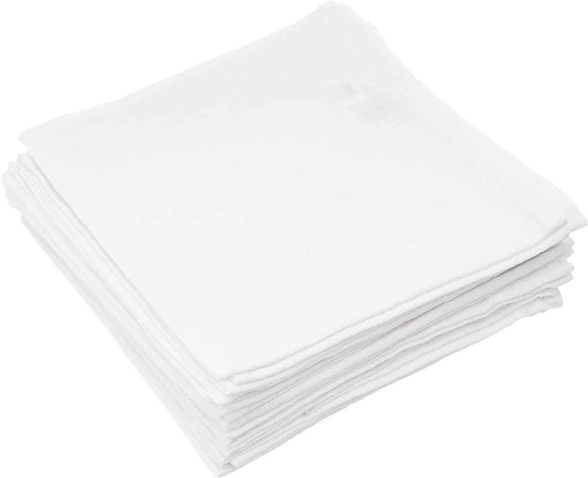 Elzusha - Katoenen Servetten, Set van 12, 44 x 44 cm, Wit